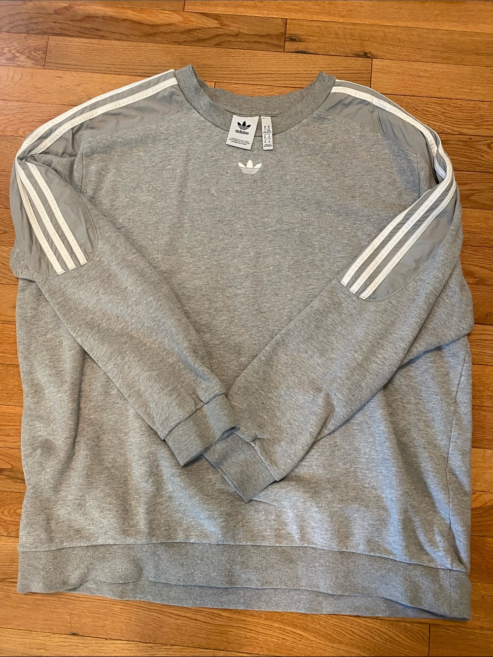 adidas Gray Crewneck Sweatshirt with White 3-Stripes